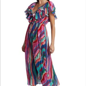 NWT Amur Pleated Striped Midi Dress Size 6